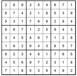 ９枠の数独問題　簡単レベル　解答