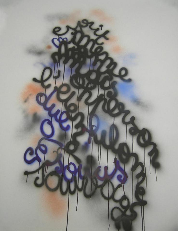 Esprit Meme, airbrush op papier, 130 x 95 cm, 2005