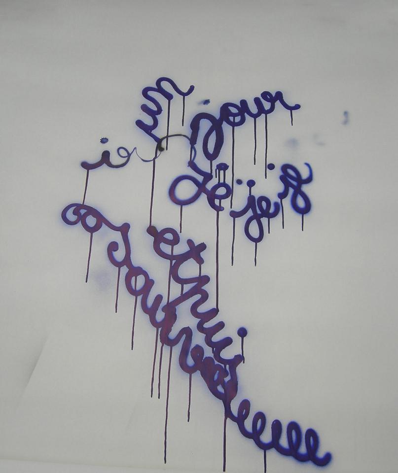 Un Jour, je, je, airbrush op papier, 130 x 95 cm, 2005