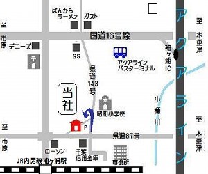袖ヶ浦市の不動産屋、Ｋ・Ｙコーポレーションの地図です。