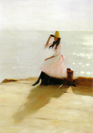 浜辺の若い女性　原画